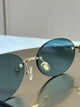 Солнцезащитные очки Tiffany & Co TF3104D бесправные овальные золотые, голубая линза, черные дужки, женские, - изображение 9