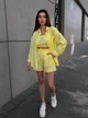 Жіночий літній лляний костюм (топ+шорти+сорочка) Uaclothes 42-44 Жовтий (like38609-190431349) - изображение 2