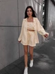 Жіночий літній лляний костюм (топ+шорти+сорочка) Uaclothes 42-44 Бежевий (like38608-190421349) - изображение 4