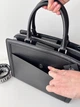KARL LAGERFELD SIMONE LEATHER TOP HANDLE SATCHEL BAG Чорна жіноча брендова шкіряна сумка шопер тоут 33см х 25см х 14см - зображення 3