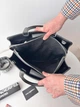 KARL LAGERFELD SIMONE LEATHER TOP HANDLE SATCHEL BAG Чорна жіноча брендова шкіряна сумка шопер тоут 33см х 25см х 14см - зображення 12
