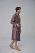 Чоловічий велюровий халат Nusa коричневий L/XL - зображення 3