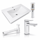 Комплект Qtap Albatross 620×460 White: врезная раковина + смеситель Nando Chrome + донный клапан Pop-up PU02O + сифон - изображение 1