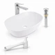 Комплект Qtap Cardinal 500×380 White: накладна раковина + змішувач Arvin Chrome + донний клапан PU02 + сифон - зображення 1