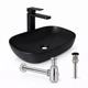 Комплект Qtap Robin 600×390 Matt Black: накладная раковина + смеситель Gemini Black + донный клапан PU03 + сифон - изображение 1