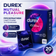 Презервативи DUREX Mutual Pleasure 20 ШТ з виступами рубчиками та гелем Performa для продовження задоволення - зображення 1