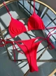 Купальник роздільний Thongs зі стрінгами та зав'язками червоний L - зображення 8