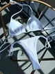 Купальник роздільний Thongs зі стрінгами та зав'язками білий L - зображення 8