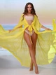 Жіноча довга пляжна туніка Long з шифону жовта 42-50 (S-XXL) - зображення 1