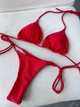 Купальник роздільний Thongs зі стрінгами та зав'язками бордовий S - зображення 8