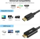 Кабель BENFEI DisplayPort (DP) – HDMI 1.8 м, 4K Ultra HD, позолоченные разъемы, черный - изображение 3