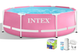 Бассейн каркасный Intex Metal Frame Pool круглый 244 x 76 см 2843л с фильтр-насосом и комплектом химии Розовый (28290-2) - изображение 1