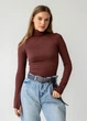 Женская водолазка в рубчик Giulia FLEX LONGSLEEVE POWER S/M Brown-hot chocolate, эластичная водолазка из микрофибры - изображение 7