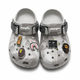 Крокси Crocs Bape сірі унісекс 38-39 на стопу 24 см гумові сабо з ремінцем, вентиляційними отворами та джибітсами - зображення 6
