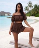 Костюм женский летний костюм топ и юбка-шорты шифон 934 коричневый 42-48р - изображение 2