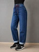 Джинси жіночі Vanver 2110 Mom Jeans банани на резинці великі розміри 36 сині - зображення 5