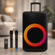 Портативная акустика ZXX-7878 / Аккумуляторная колонка с Bluetooth, TWS, FM, USB, SD, RGB-подсветкой / Караоке колонка-чемодан с 2 микрофонами и пультом ДУ - зображення 1