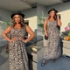 Длинный летний сарафан женский свободного кроя макси с резинкой на груди в леопардовый принт 52-54 коричневый - изображение 8