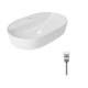 Раковина овальная 600х400х120 мм Qtap Scorpio White + Донный клапан PU02 - изображение 1