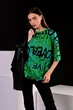 Футболка женская легкая в принт оверсайз OneSize Зеленая - изображение 1