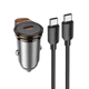 Автомобільний зарядний пристрій HOCO NZ16 Rigorous single port PD30W car charger set(C to C) Metal Grey - зображення 1