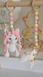 Підлоговий мобіль BABY GYM з іграшками, стійка Монтессорі, тренажер для немовлят, Єдинорожки - зображення 4