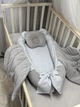 Кокон для новонародженого велюр з крилами сірий крапочка - зображення 1