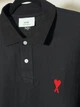 Мужская футболка-поло Ami Paris Ami De Coeur small logo Polo Shirt черная размер M (AP12003.1M) - изображение 4