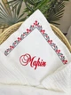 Крыжма для девочки Family Tradition велюровая махра пике косичка с вышивкой 100х100 см белая Вишнёвый сад - изображение 2