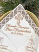Крыжма для мальчика Family Tradition велюровая махра сатин с вышивкой 100х100 см белая Шоколадные ромбы - изображение 2