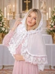 Женская накидка-палантин в храм Family Tradition шифон с кружевом 50 см белая Нежный цветок - изображение 1