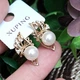 Сережки Xuping Jewelry довжина 2.1см перли 8мм медичне золото позолота 18К с1696 - зображення 3