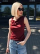 Ассиметричный женский топ Fashion 46/48 бордовый - изображение 2