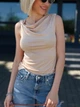 Ассиметричный женский топ Fashion 54/56 бежевый - изображение 1