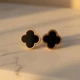 Сережки гладкие в стиле Van Cleef (Gold-Black) - изображение 1