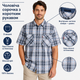 Мужская рубашка Gold Golf Man в клетку из хлопка с коротким рукавом и 3 карманами,XL, Белый с серым - изображение 4