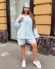 Костюм жіночий лляний двойка із сорочкою й вільними шортами оверсайз літній великих розмірів G&M k-130781 60-62 Розмір колір блакитний - зображення 1