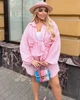 Костюм жіночий лляний двойка із сорочкою та шортами вільного крою літній великих розмірів G&M k-130780 48-50 Розмір рожевий - зображення 2