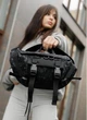 Большая женская поясная сумка бананка тканевая городская Sambag DynamicDart черная с принтом 60517 - изображение 9