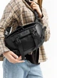 Велика жіноча шкіряна поясна сумка-бананка Sambag DynamicDart чорна містка міська сумка на пояс 51905 - зображення 4