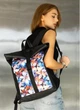 Жіночий міський рюкзак RollTop Sambag One Flowers для ноутбука до 16–17 дюймів з екошкіри, чорний з квітковим принтом 60566 - зображення 2