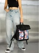 Жіночий міський рюкзак RollTop Sambag One Flowers для ноутбука до 16–17 дюймів з екошкіри, чорний з квітковим принтом 60566 - зображення 7