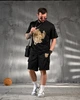 Мужской летний костюм Stone Island шорты+футболка 4XL черный (96015) - изображение 3