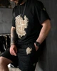 Мужской летний костюм Stone Island шорты+футболка 4XL черный (96015) - изображение 4