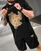 Мужской летний костюм Stone Island шорты+футболка 4XL черный (96015) - изображение 8