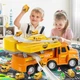Игровой набор строительной техники TEMI Truck Station: Грузовик-транспортер, 8 машинок и большая трасса-станция - Б/У - изображение 3