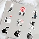 Набор виниловых наклеек Бенкси Стрит-Арт / Banksy Street Art — 50 шт Черно-белые стикеры граффити для ноутбука, авто и творчества - изображение 4