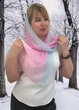 Женский шарф платок шифоновый Grade 155см*50см Голубо-розово-белый - изображение 3