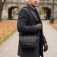 Сумка Vintage для документов из натуральной зернистой кожи черного цвета средняя через плечо (bg145fash48) - изображение 2