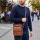 Мужской вертикальный мессенджер из натуральной кожи Vintage светло-коричневый городской стиль (bg219fash51) - изображение 2